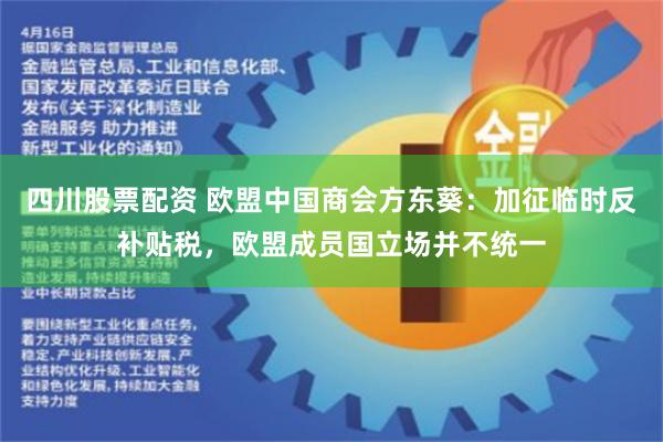 四川股票配资 欧盟中国商会方东葵：加征临时反补贴税，欧盟成员国立场并不统一